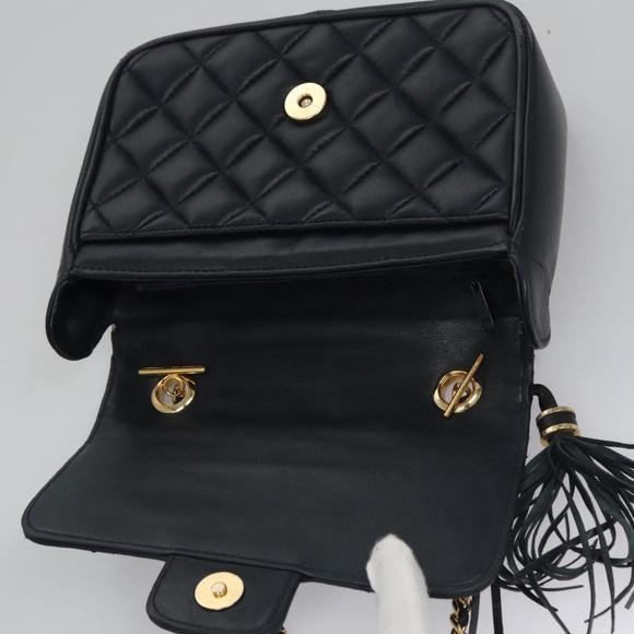 GIVENCHY Chain Shoulder Bag Leather Navy Gold Auth BD271 - Picture 11 of 16